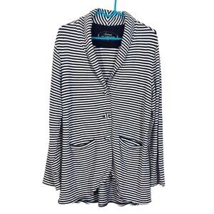 Soma Sweater Black White Stripes Long Sleeved Size Large Grandpa Cardigan Pocket